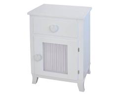 Juvenilesoutlet Mesita de Noche Infantil con Puerta y Cortina Blanca Corazon (Pomo corazón Blanco)
