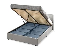 Zinus Canapé abatible de 32 cm con somier tapizado, cama con elevador de gas y almacenamiento Maddon, Somier de listones de madera, 150 x 190 cm, Gris Claro