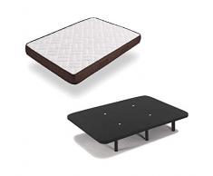 HOGAR24 ES Cama Completa - Colchón Viscobrown Reversible + Base Tapizada 3D Color Negro + 6 Patas de 32cm, 90x190 cm