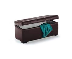 duehome Baul, Banco, Puff de Almacenaje, Arcon Elevable, Modelo Milos, Acabado en Simil Piel Color Chocolate, Medidas: 100 cm (Ancho) x 42 cm (Fondo) x 44 cm (Alto)