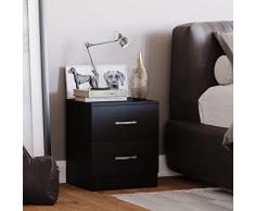 Home Discount Mesilla de Noche 2 cajones corredizos con Tiradores de Metal, con Soporte de cajón único antiarqueamiento, Muebles de Dormitorio Riano