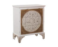 DRW Mesa de Entrada Consola con 3 cajones de Madera y DM tallados en Natural y Blanco 73x38x86cm