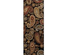 Universal Rugs Paisley Camino de transición Accent Alfombra, Negro, 221 x 79 cm