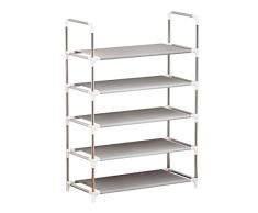 7H Seven House Estante Zapatero Metálico 7house | Zapatero con 5 Baldas - Estanterías aptas para Zapatos | Zapatero para Entrada Recibidor Dormitorio. Dimensiones 58x28x90 cm