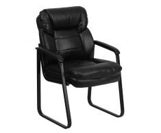 Flash Muebles go-1156-bk-lea-gg Negro Funda de Piel Lateral Silla con Base de Trineo