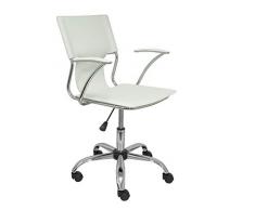 Silla giratoria pyc respaldo medio regulable en altura similpiel blanca 860+90x480x440 mm