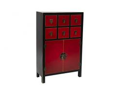 DRW Taquillón cajonera Oriental Madera 6 cajones y Armario con baldas 63X26X100 cm