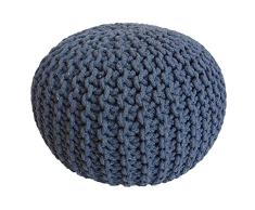 kreatives Wohnen Puf - Taburete de Punto (55 cm de diámetro, 37 cm de Altura), Color Azul