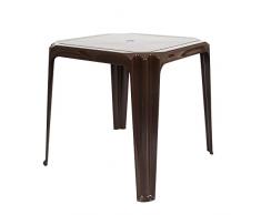 Mesa Viana Monoblock fija Jardín. 4 plazas. Resina Chocolate. Mueble terraza jardín| apilable| diseño actual| interior y exterior| mobiliario camping| agujero para sombrilla| patio