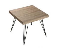 Versa Denver Mesa Auxiliar para el Salón, la Habitación o la Cocina. Moderna Mesilla Baja, Medidas (Al x L x An) 43 x 50 x 50 cm, Madera y Metal, Color Marrón y Negro