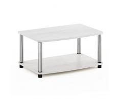 Furinno Turn-N-Tube Soporte Elevado para TV de 2 Niveles, Madera, Roble Blanco/Cromado, 2 Estantes, ingeniería