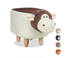 Relaxdays Taburete Infantil Acolchado con Forma Animal de Oveja, Madera, 35 X 32 cm