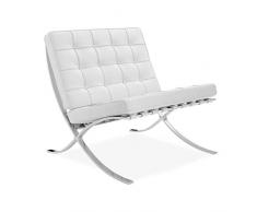 WHYNOTHOME WH506.SBAR1PTBL Sillón BARNA, diseño, Piel Top Blanca, 78 x 75 x 82 cm