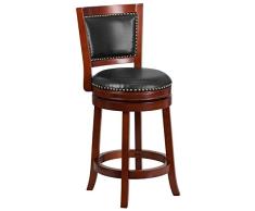 Flash Muebles 26 Alta Madera Contador Altura Asiento Giratorio de Taburete con Piel de Nogal, Piel sintética, Dark Cherry, 91.44 x 49.53 x 19.05 cm