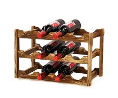 MAGIC SELECT Vinoteca de Madera Maciza para 12 Botellas. Botellero Rústico para Apilar Botellas de Vino. Almacenamiento de Botellas de Vino para Hogar, Bodega, Bar, Cocina.