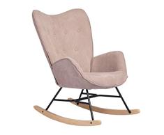 MEUBLE COSY Sillón Mecedora Moderna Sillas Relax De Salón Dormitorio Comedor, Tela, Rosa, 69x85x97cm