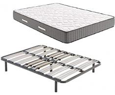 HOGAR24 HS14-Colchón Viscoelástico + Somier Multiláminas con Patas, Medida 140x190 cm, Núcleo Fresh Natur Alta Densidad Efecto Regenerador, Altura 24 cm