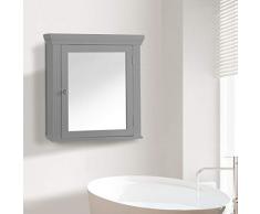 Versanora Cuarto de baño Stratford Madera Espejo gabinete Medicinal Gris, MDF & Metal, Talla única