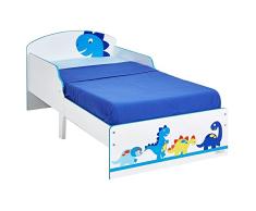 hellohome Cama Infantil con diseño de Dinosaurio, Madera, Blanco, 142.00x77.00x59.00 cm