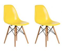 Aryana Home Eames Réplica Set de sillas, Haya, Amarillo, 51x46.5x81.5 cm, 2 Unidades
