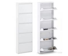 Signes Grimalt Mueble Zapatero Metalico Blanco 5 Cajones, Metal, 169x50x16 cm