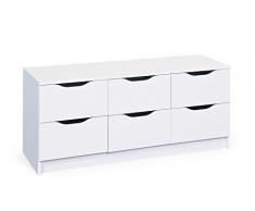 Inter Link El Cerrito cómoda Blanco 120 x 50 x 40 cm, Placa de Prensa Plana recubierta de melamina, Blanco, 50x120x40 cm