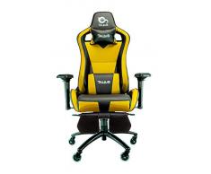Talius Caiman Silla Gaming Profesional con reposapiés Extraible, Inclinación y Altura Regulable, reposabrazos 4D Ajustables (Amarillo)