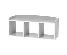 Iris Ohyama, Mueble de juguetes / Mueble infantil / Baúl de juguetes / Banco de madera, Modular, Casa, escuela - Kids bench shelf - KBN-3 - Gris