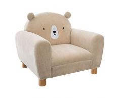 Sillón infantil en forma de animal con orejas de oso, beige
