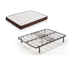 HOGAR24 ES Cama Completa - Colchón Viscobrown Reversible + Somier Multiláminas + 5 Patas de 32cm, 150x190 cm