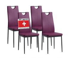 Albatros 2913 Salerno Set de 4 sillas de Comedor, púrpura