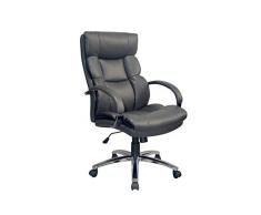 HOMEXPERTS Push XXL - Silla de Oficina giratoria (hasta 150 kg, Altura Regulable, tapizada, Silla de Escritorio, tapizado de Piel sintética en Color Gris Oscuro, Estructura cromada)