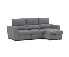 BUDWING Oliver Sofa Cama de Salon Chaise Longue 3 Plazas con Arcón Derecho o Izquierdo con Reposacabezas Ajustable (Gris Claro)