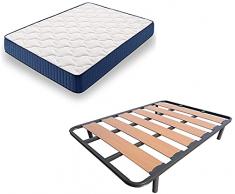 HOGAR24 ES Cama Completa - Colchón Viscoelástico Viscorelax + Somier Lama Ancha + 4 Patas de 26cm, 90x190 cm