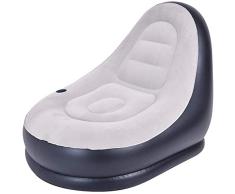 AVENLI Sillón Hinchable Flocado, PVC, Gris y Negro, Grande, Cloruro de polivinilo, Large