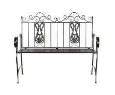 DRW Banco de Metal para Patio o Jardin Negro Vintage con Patas 143X80X100 cm Mesa
