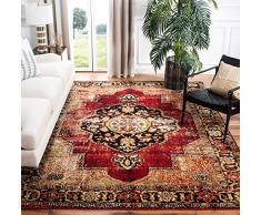 Safavieh Vintage Hamadan VTH219 - Alfombra Rectangular de Interior, Trenzada, colección Persiana, Color Rojo y Multicolor, 160 x 229 cm
