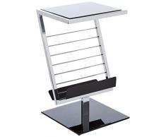 Haku Möbel mesa auxiliar en cromo negro con soporte de periódico, altura 60 cm