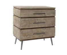 DRW Comoda con 3 Cajones de Madera y Metal en Marrón 71x38x77,5cm