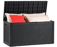 YITAHOME 380L Arcón de Ordenación Exterior, Resina Caja de Almacenaje de Jardín Para Exteriores para Muebles de Patio