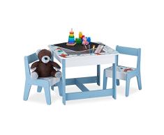 Relaxdays Grupo Conjunto de Asientos diseño de Perros, Mesa Infantil, 2 sillas, Juego de Esquinas niñas, MDF, Multicolor, 100% Tablero de Fibra, carbón, 2X Stühle