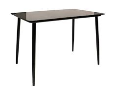 THE HOME DECO FACTORY HD6443 Mesa de Comedor de Cristal, Color Negro, Vidrio Hierro, 115 x 70 x 75 cm