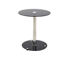 Haku Möbel Mesa Auxiliar, Acero Inoxidable, Plateado y Negro, Ø: 43 x 51