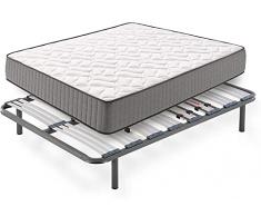 HOGAR24 HS14-Colchón Viscoelástico + Somier Multiláminas con Patas, Medida 180x200 cm, Núcleo Fresh Natur Alta Densidad Efecto Regenerador, Altura 24 cm