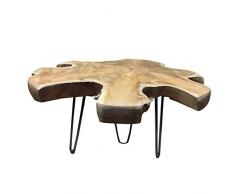 Ambientehome 33043 Mesa Auxiliar, Madera, Naturaleza, 40 x 40 x 46 cm