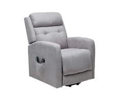 SHIITO - Sillón Reclinable de Masaje con Reposapiés - 101,5 x 88 x 67,5 cm - Modelo Rondo SX - Relax - Power Lift de Ayuda al Levantarse - Color Gris