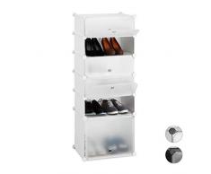 Relaxdays Zapatero Estrecho Modular con 6 Compartimentos, Blanco, 126 x 49 x 36.5 cm