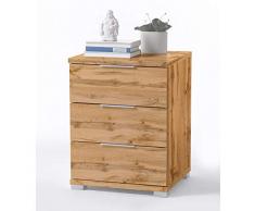 Stella Trading Universal en Roble Silvestre Mesita de Noche, 3 cajones para su Cama, Madera, 46 x 61 x 42 cm