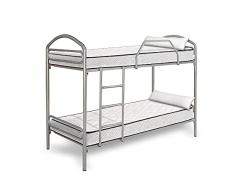 HOGAR24 ES Litera metálica con somieres + 2 colchones Aloe Vera + 2 Almohadas de Fibra de regalo-80x180cm