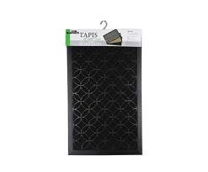 Tapis Déco Alfombra de Entrada Rectángulo 45 x 75 cm Relieve PVC Emilio Negro